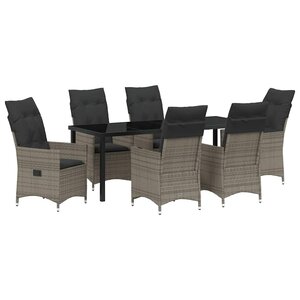 vidaXL Ensemble de salle à manger pour jardin 7 Pièces Gris polyrotin
