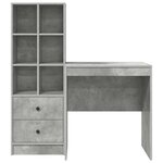 vidaXL Bureau avec tiroir avec étagère avec stockage 2 Pièces Gris béton