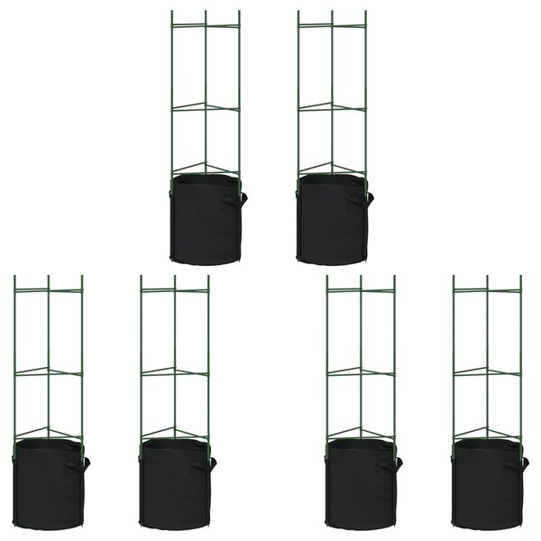 vidaXL Cages à tomates avec sacs à plantes 6 Pièces 116 cm acier et PP
