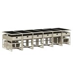 vidaXL Ensemble à manger de jardin et coussins 17 Pièces gris clair rotin