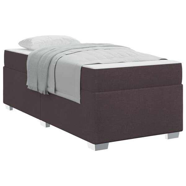 vidaXL Cadre de lit avec matelas Marron foncé 90 x 190 cm tissu