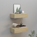 vidaXL Étagères à tiroirs murales 2 Pièces chêne 40x23 5x10 cm MDF