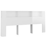 vidaXL Armoire de tête de lit Blanc brillant 220x18 5x104 5 cm