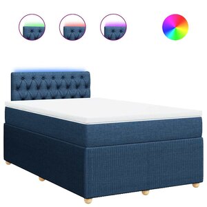 vidaXL Sommier à lattes de lit avec matelas bleu 120x190 cm tissu