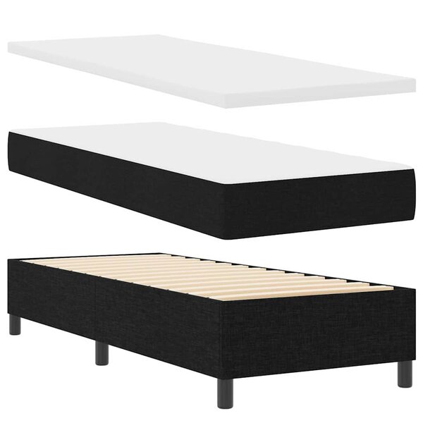 vidaXL Lit à ressorts avec matelas Noir 80 x 200 cm tissu