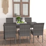 vidaXL Ensemble à manger de jardin 7 Pièces Résine tressée Gris