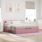 VidaXL Cadre de lit ottoman avec matelas rose 180x200 cm velours