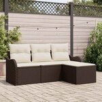 vidaXL Ensemble de canapé de jardin 4 Pièces Marron Poly rotin