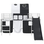 vidaXL Lit mezzanine pour enfants Blanc et Noir 107 x 200 cm Métал