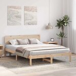 vidaXL Cadre de lit avec tête de lit Naturel 150 x 200 cm Pin massif