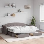 vidaXL Lit de jour avec gigogne et tiroirs sans matelas taupe 80x200cm