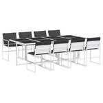 vidaXL Ensemble à manger de jardin avec coussins 9 Pièces blanc textilène