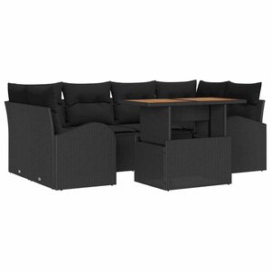 vidaXL Ensemble de canapé de jardin 7 Pièces Noir Poly rotin