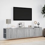 vidaXL Meuble TV mural avec LED sonoma gris 180x31x39 5 cm