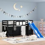 vidaXL Lit mezzanine enfants avec rideaux sans matelas 90x190 cm