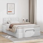 vidaXL Cadre de lit ottoman et matelas blanc pur 120x200 cm similicuir