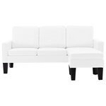 vidaXL Canapé à 3 places avec repose-pied Blanc Similicuir