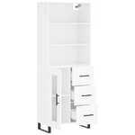 vidaXL Buffet haut Blanc brillant 69 5x34x180 cm Bois d'ingénierie