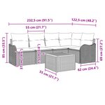 ensemble de canapé de jardin vidaXL 6 pièces avec coussins Beige Rattan Poly Acacia