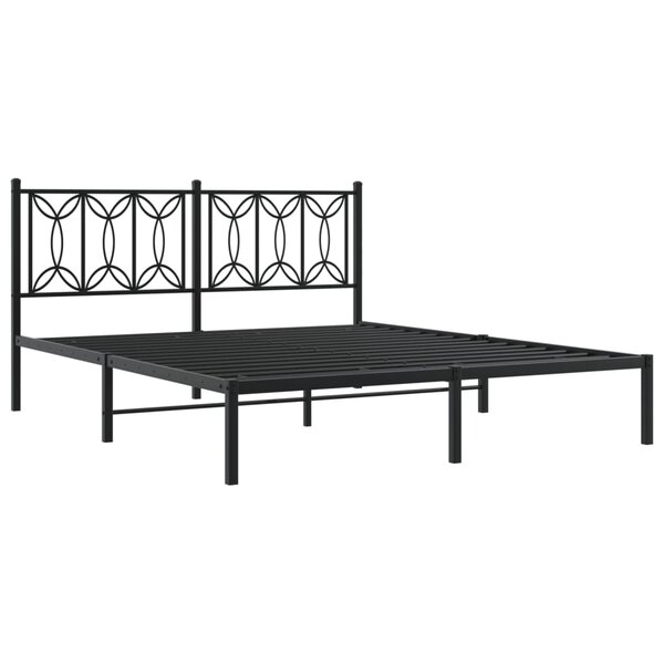 vidaXL Cadre de lit métal avec tête de lit noir 160x200 cm