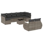 vidaXL Salon de jardin avec coussins 10 Pièces gris résine tressée