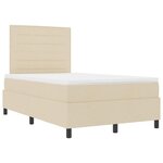 vidaXL Lit à ressorts avec matelas avec LED Crème 120 x 190 cm tissu