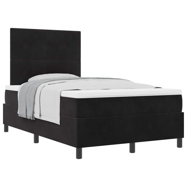 vidaXL Lit à ressorts avec matelas Noir 120 x 200 cm Velours