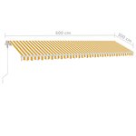 vidaXL Auvent automatique sur pied 600x300 cm Jaune/Blanc