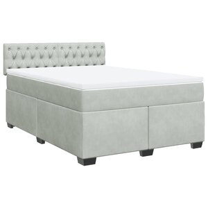 vidaXL Sommier à lattes de lit et matelas Gris clair 140x200cm Velours