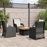 vidaXL Salon de jardin 5 Pièces avec coussins Noir Résine tressée