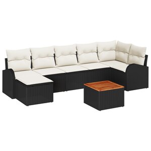 vidaXL Ensemble de canapé de jardin 8 Pièces Noir  blanc Grand