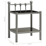 vidaXL Table de chevet Gris et noir 45x34 5x60 5 cm Métal et verre