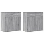 vidaXL Buffets 2 Pièces sonoma gris 79x38x80 cm bois d'ingénierie