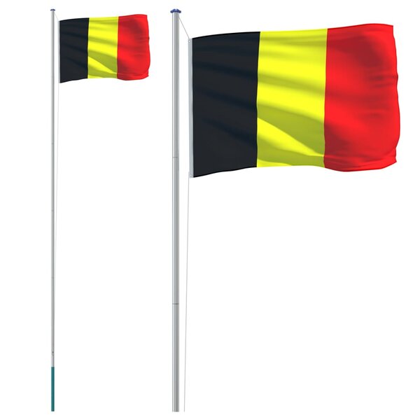 vidaXL Drapeau de la Belgique et mât 6 23 m Aluminium
