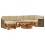 vidaXL Ensemble de canapés d'extérieur avec coussin 7 Pièces Naturel