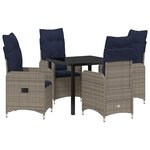 vidaXL Ensemble de salle à manger pour jardin 5 Pièces Noir Poly rotin
