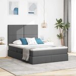 vidaXL Lit de Rangement Gris foncé 140 x 190 cm Cuir synthétique