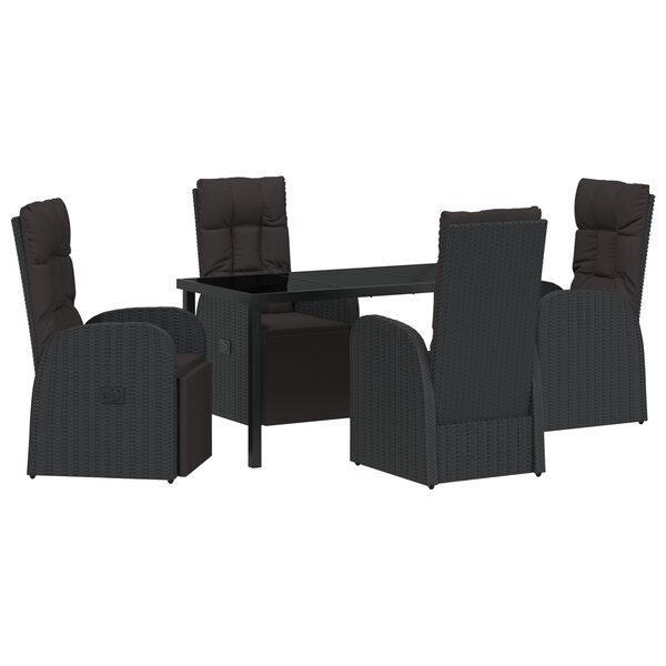 vidaXL Chaises de jardin inclinables 5 Pièces Noir 140 x 70 x 73 cm