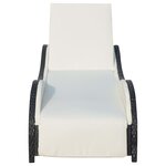 vidaXL Chaise longue avec coussin Résine tressée Noir