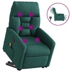 vidaXL Fauteuil inclinable de massage électrique Vert foncé Tissu