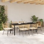 vidaXL Set de Jardin 7 Pièces avec Coussins en Rattan Poly Marron
