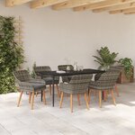 vidaXL Ensemble de jardin 7 pièces en poly rotin gris
