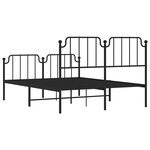 vidaXL Cadre de lit métal sans matelas avec pied de lit noir 135x190cm