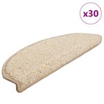 vidaXL Tapis d'escalier 30 pièces 65 x 21 x 4 cm Crème Demi-rond Grand