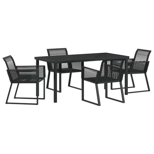 vidaXL Ensemble de salle à manger pour jardin 5 Pièces Noir