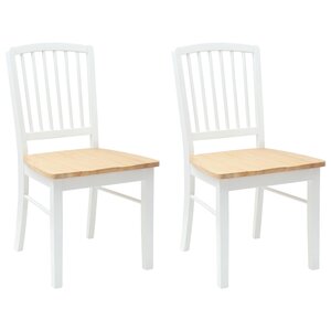 vidaXL Chaises de salle à manger 2 pc Bois de Caoutchouc Massif Blanc