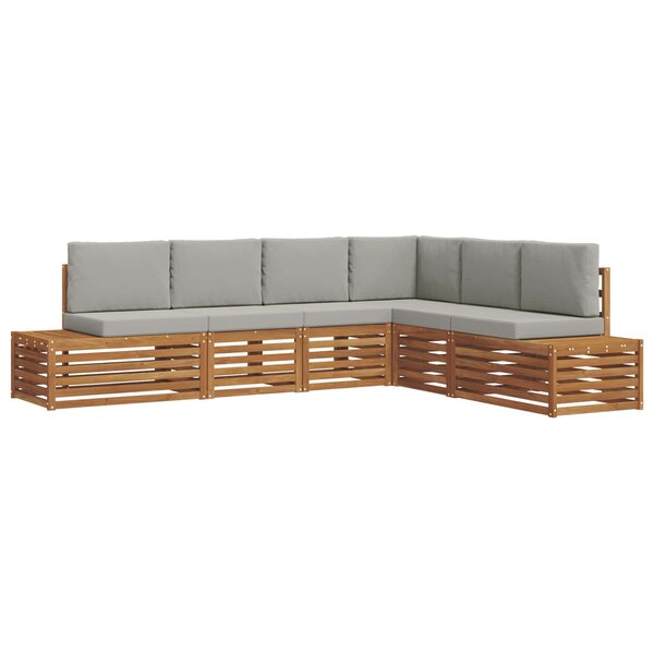vidaXL 6 pc Ensemble de canapés d'extérieur Gris Naturel et Clair
