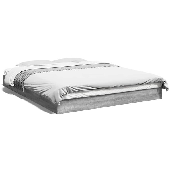 vidaXL Cadre de lit sans matelas sonoma gris 150x200 cm