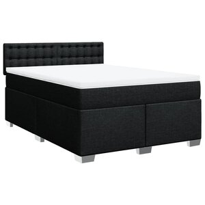 vidaXL Sommier à lattes de lit avec matelas Noir 140x190 cm Tissu