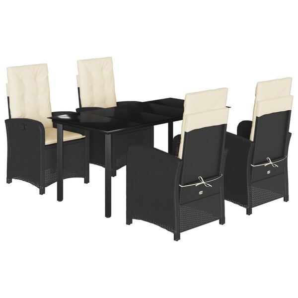 vidaXL Ensemble à manger de jardin coussins 5Pièces Noir Résine tressée